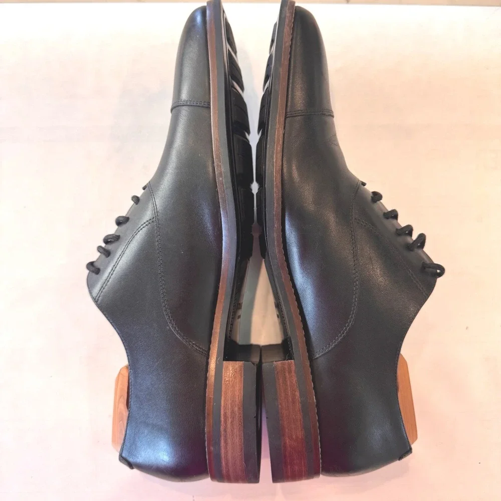 Cole Haan Grand.OS Lenox Hill Men 9.5 M Black Leather Cap Toe Oxford‎ C13082